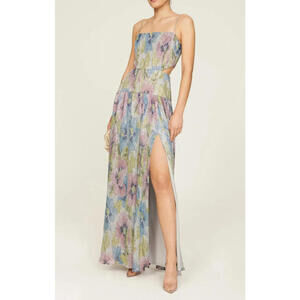 Liv Foster Floral Metallic Cutout Spaghetti Strap Gown w/ Slit (Sz: 8/ $295)